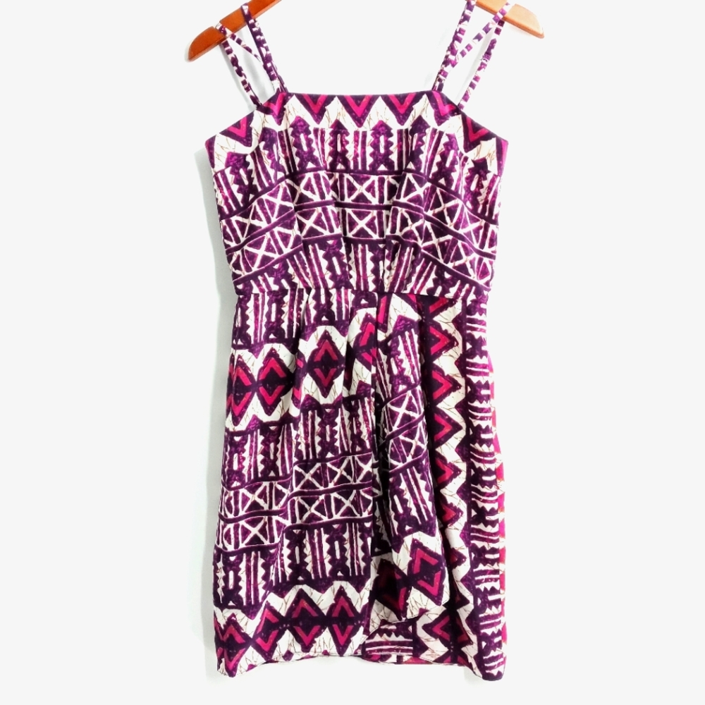 Anthropologie Joana Baraschi Purple‎ Tribal Faux Wrap Mini Dress